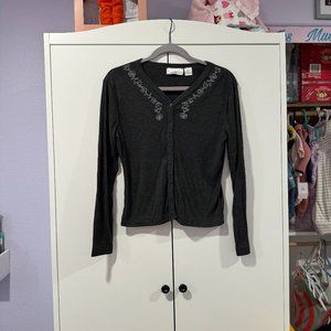 Currants Grey Cardigan Button Up Women Size Medium